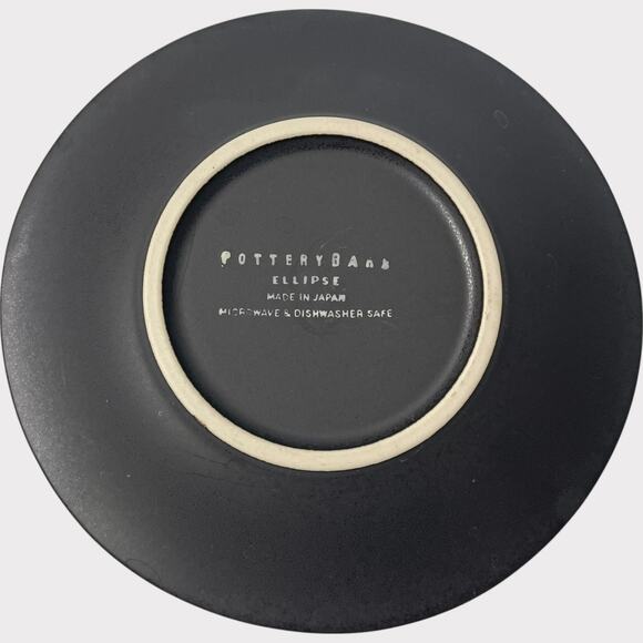 Pottery Barn Ellipse Saucer Dishes Set of 5 Black Made in Japan Stoneware 6" - Picture 7 of 10